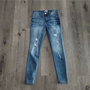 Rewind Mid Rise Distressed Skinny Jeans Size 5